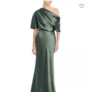 Drape satin Amsale one shoulder dress